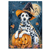 Halloween Dalmatian Puppy Canvas Wall Art for Dog Lovers Seasonal Home Gift and Fall Living Room Decoration on Ready to Hang 1.5" Thick Canvas Wrap, Floating Framed Canvas, Flat Rolled Canvas